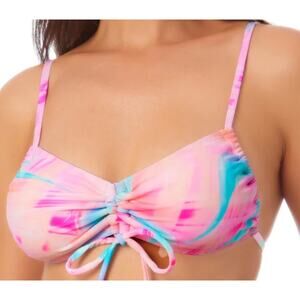 California Waves Cinch Front Strappy Bikini Swim Top, NWT, Large
